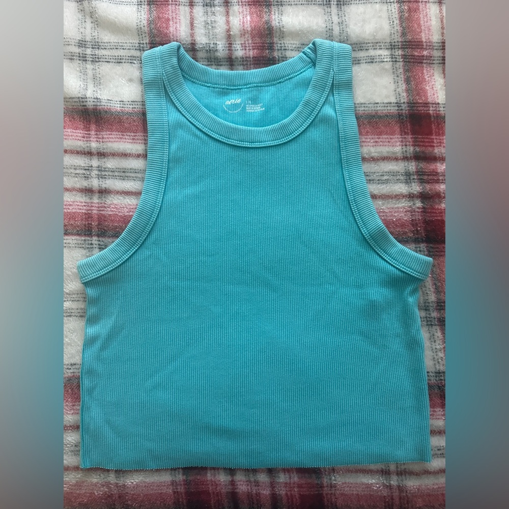 Aerie Aqua Blue Ribbed Tank Top